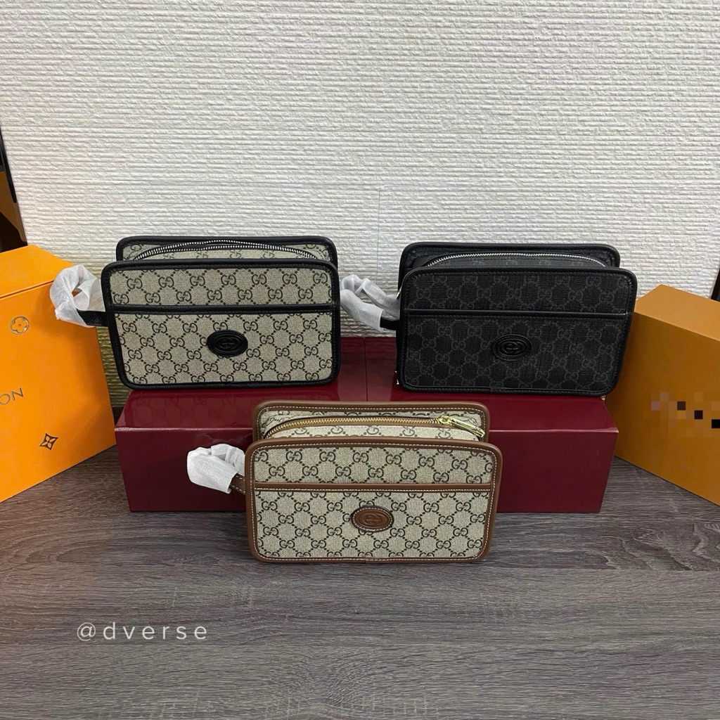 Túi Cầm Tay Full Mẫu Hoạ Tiết Vân Hoa Mono, Khoá Đồng Sang Chảnh - Túi Cầm Tay Nam Nữ Thời Trang Trẻ Trung