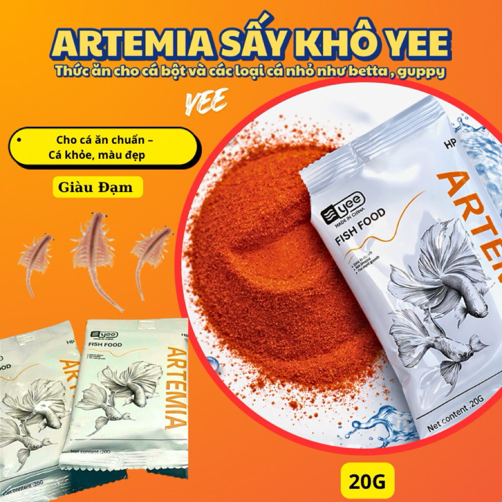 Artemia Sấy Khô Yee Gói 20Gram - Thức ăn bổ sung chất dinh dưỡng cho cá bảy màu , cá bột , cá betta