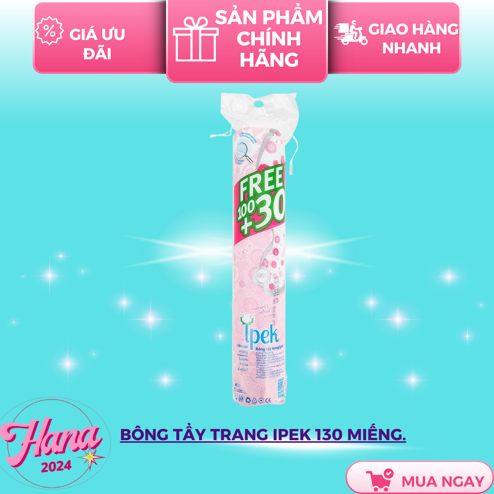 BÔNG TẨY TRANG IPEK 130 MIẾNG.