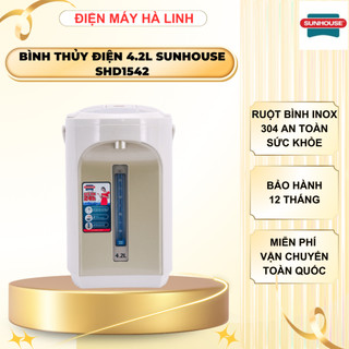 Bình thủy điện sunhouse shd1542, công suất 750w, dung tích 4,2 lít, ruột bình inox 304, bh 12 tháng