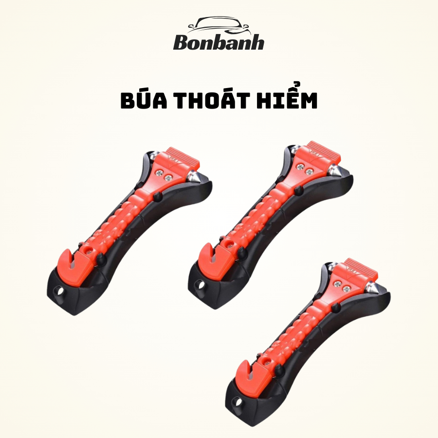 Búa thoát hiểm ô tô, búa phá kính cứu hộ thoát hiểm trường hợp nguy cấp kèm giá đỡ - Bonbanh Auto