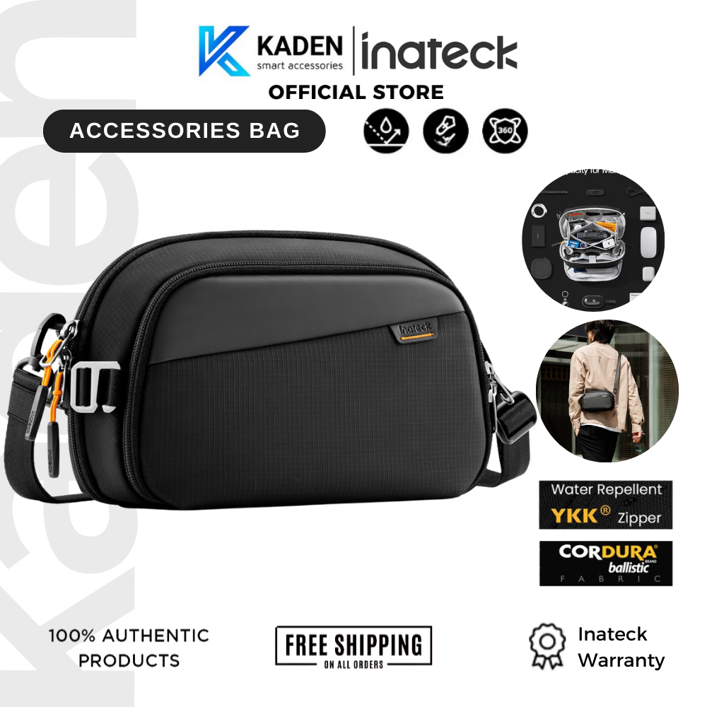 Túi Đựng Phụ Kiện Công Nghệ Inateck AB03010 Mở Phẳng 180 Độ - Túi Đeo Chéo Đựng Cáp Sạc, Pin Dự Phòng