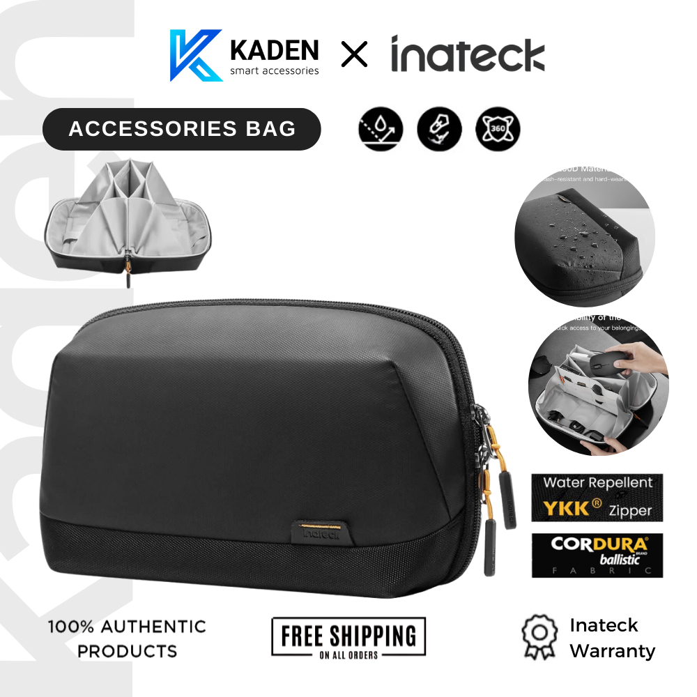 Túi Đựng Phụ Kiện Công Nghệ Inateck AB03007 Mở 180 Độ, Chống Nước - Đựng Cáp Sạc, Pin Dự Phòng (Size S/L)