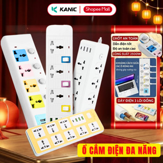 Ổ Cắm Điện Đa Năng KANIC Chịu Tải 2500W Dây Dài 1.8-4m Cổng USB Có Chốt Bấm Chống Giật An Toàn