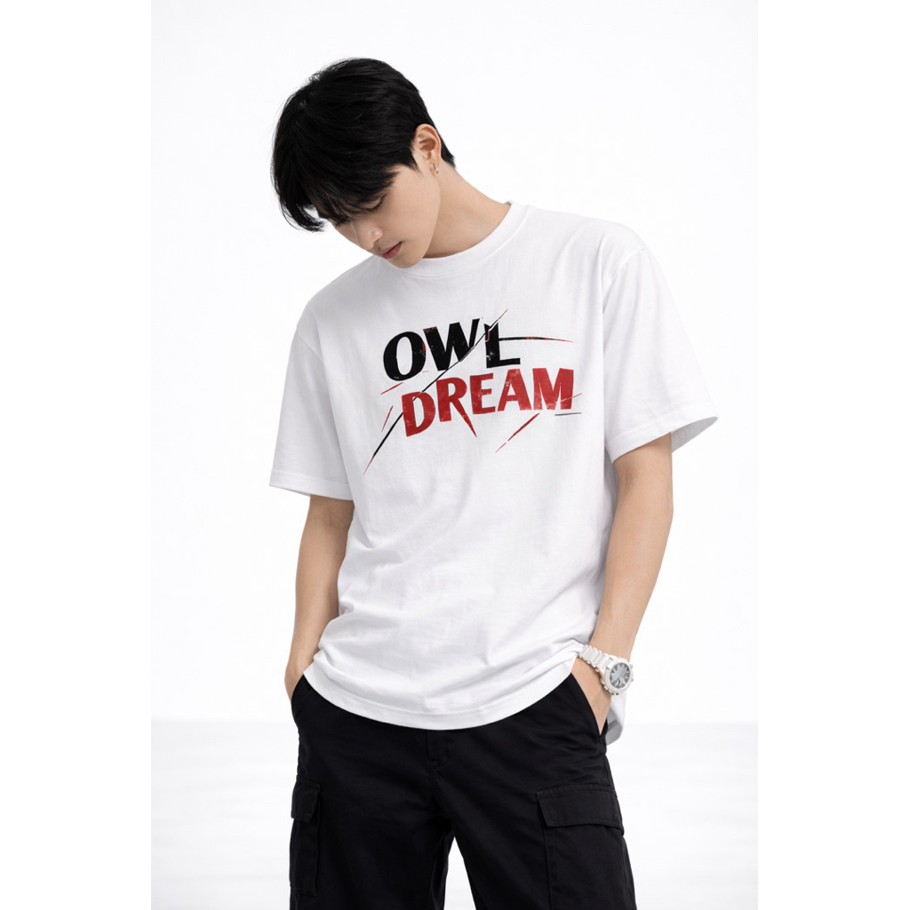 Áo Thun OWL DREAM SIGNAL White Tee Local Brand Form Boxy Cotton 250GSM Unisex
