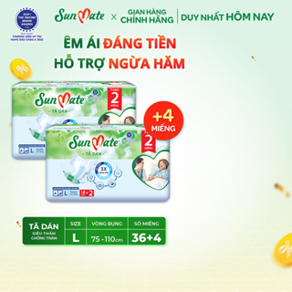 Combo 2 tã dán người lớn Sunmate mới M18/L18/XL18 + 2 miếng