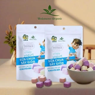 Sữa Chua Sấy Giòn Wakamono Organic 50g/gói, công nghệ sấy lạnh thăng hoa