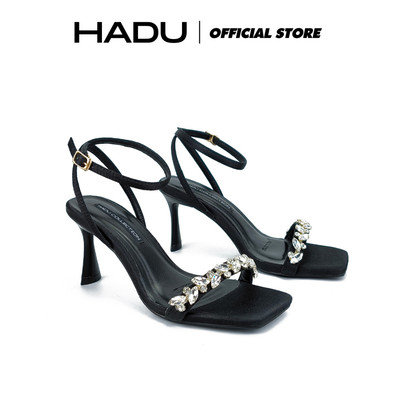 Giày Sandal Cao Gót 7P MILIA Quai Đính Đá HADU MM7129 Da PU Cao Cấp Đế Chống Trượt  BH 12T