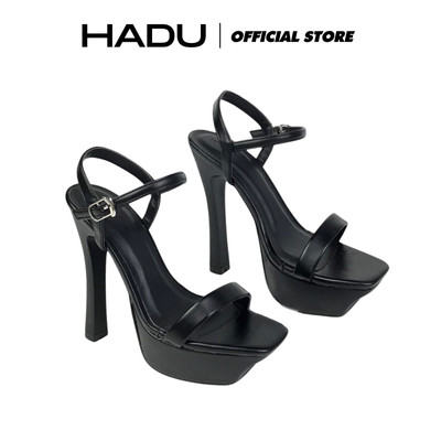 Giày Nữ Cao Gót 12P Đế Vuông Quai Ngang HADU GG128 Đúp Trước 4P Da PU Cao Cấp BH 12Tháng