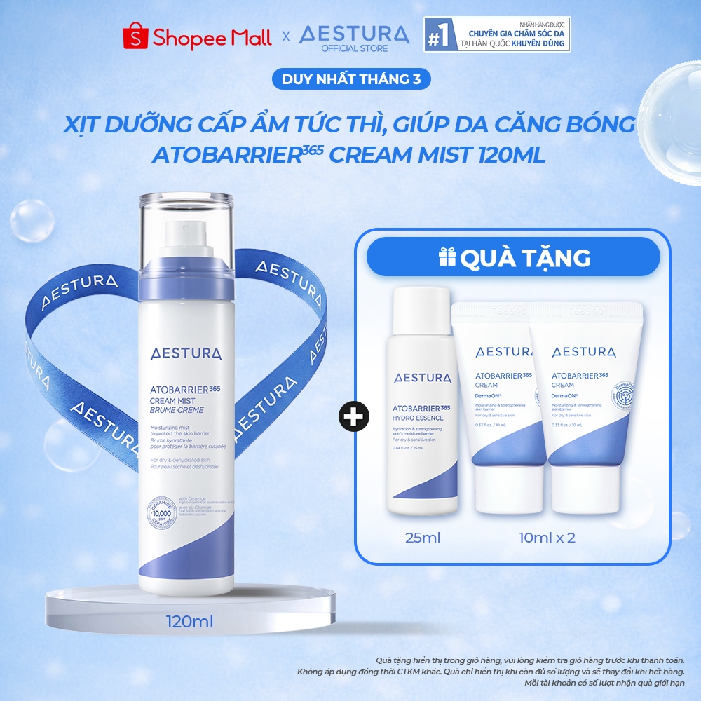 Xịt Dưỡng Ẩm Ceramide AESTURA ATOBARRIER365 Cream Mist 120ml