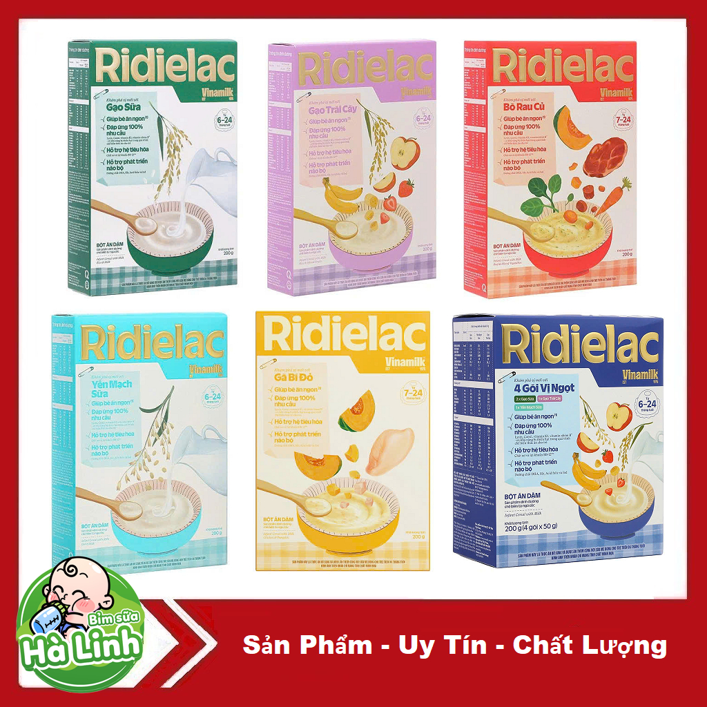 Bột ăn dặm RIDIELAC Gold Vinamilk Đủ Vị ( hộp giấy 200g )........: