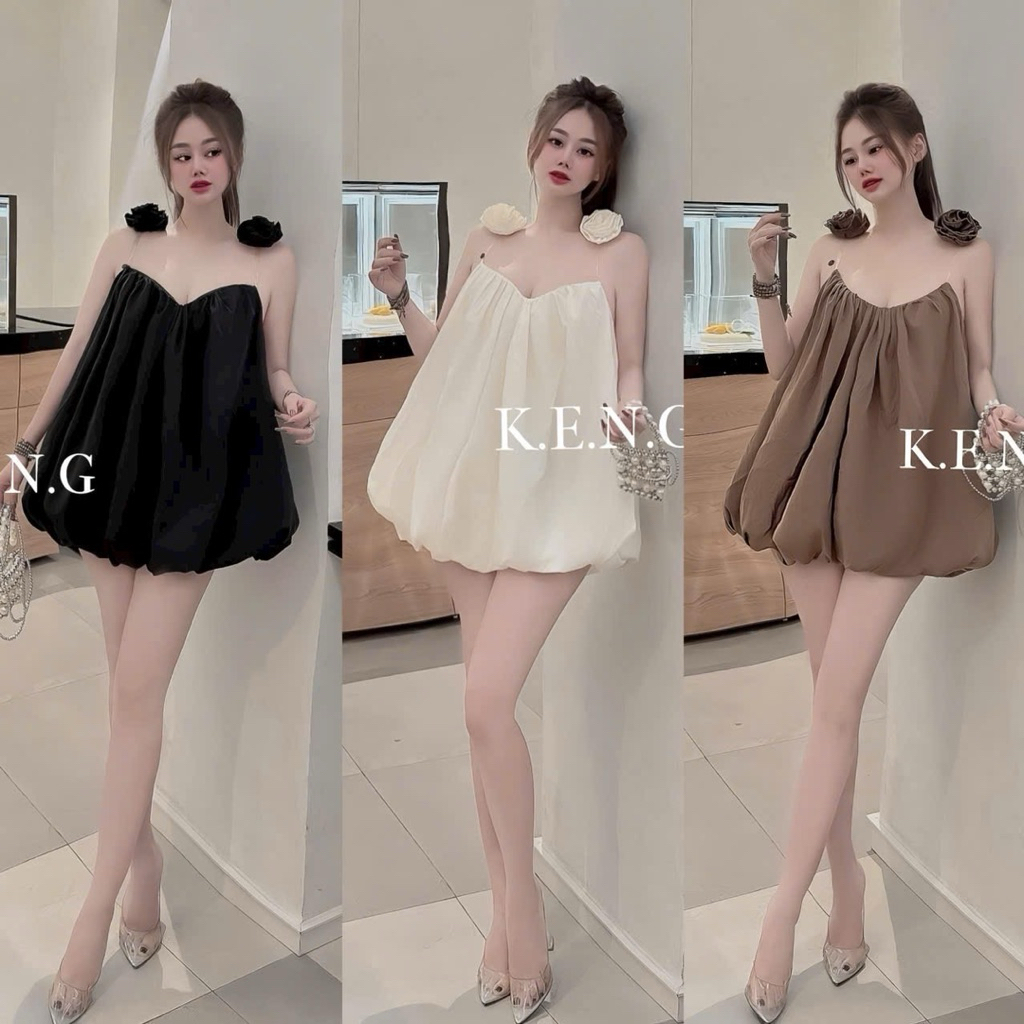 Đầm babydoll nữ 2 dây hoa sang chảnh diện đi chơi đi biển a24