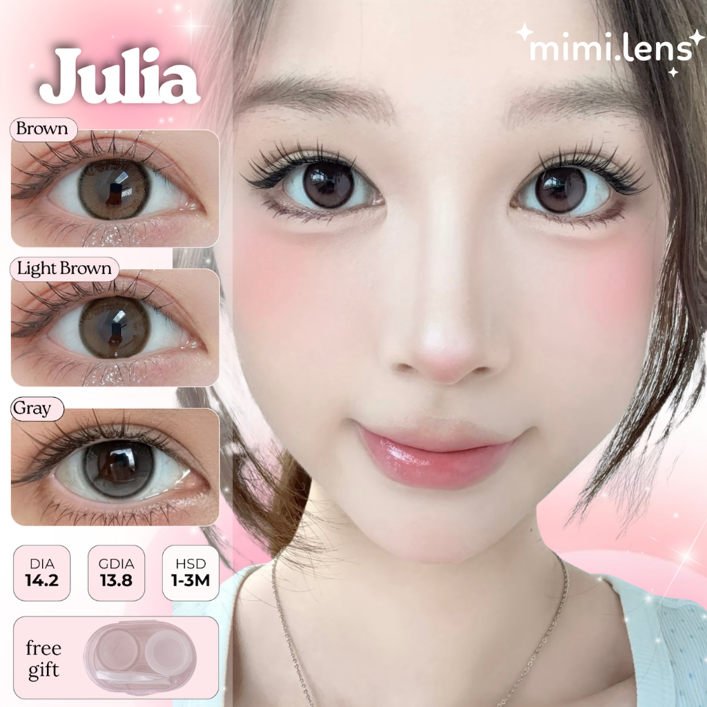 Kính Áp Tròng Filter Lens Giãn 14.2 JULIA BROWN / GRAY - Lens tự nhiên - Mimi.lens Hàn - 1 Cặp