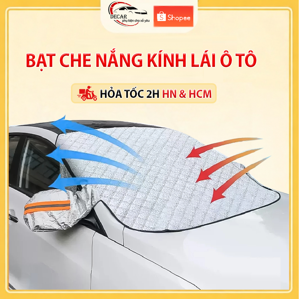 Tấm Bạt Che Nắng Kính Lái Ô Tô Cao Cấp DECAR Bạt Che Chắn Chống Nắng Bảo Vệ Kính Lái Nội Thất Xe Hơi