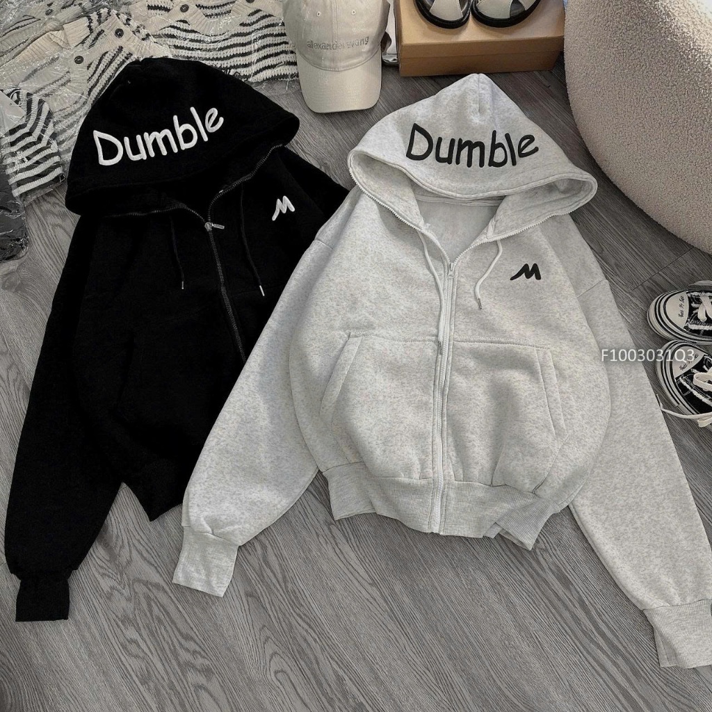 Áo khoác form rộng nón chữ Dumble tay dài phối TOMBI SHOP