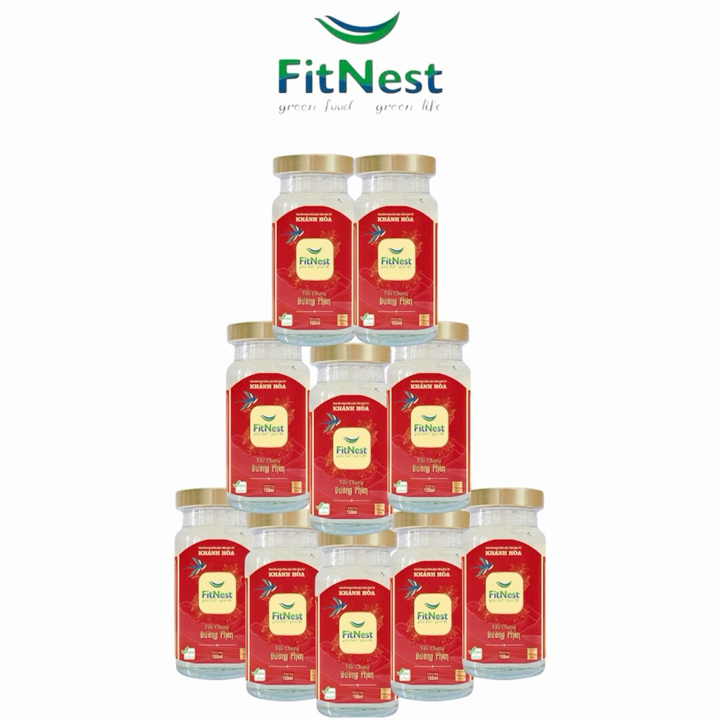 [ Combo 10 Lọ Trơn ] FitNest Yến Chưng ĐƯỜNG PHÈN - 150ML/LỌ - 770mg Yến Tươi - Hỗ Trợ Sức Khoẻ