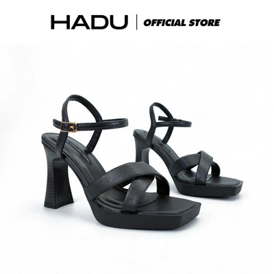 Sandal Quai Chéo Gót Vuông 9P Đế Đúp 2P HADU MM962 Chất Da PU Vân Đế TPR Chống Trượt BH 12T