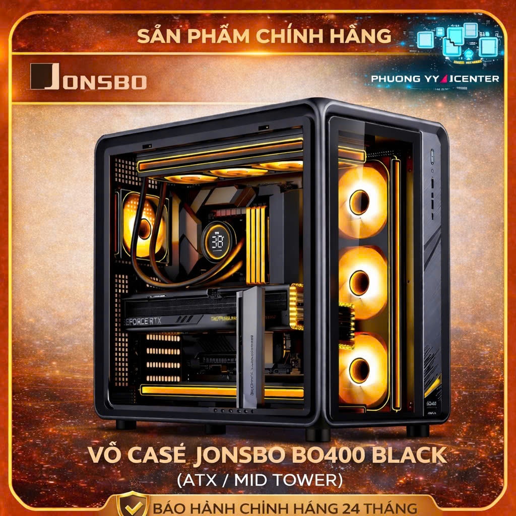 Vỏ Case JONSBO BO400 Black ( ATX, Đen) - Hàng Chính Hãng - Full VAT - Bảo Hành 24 Tháng