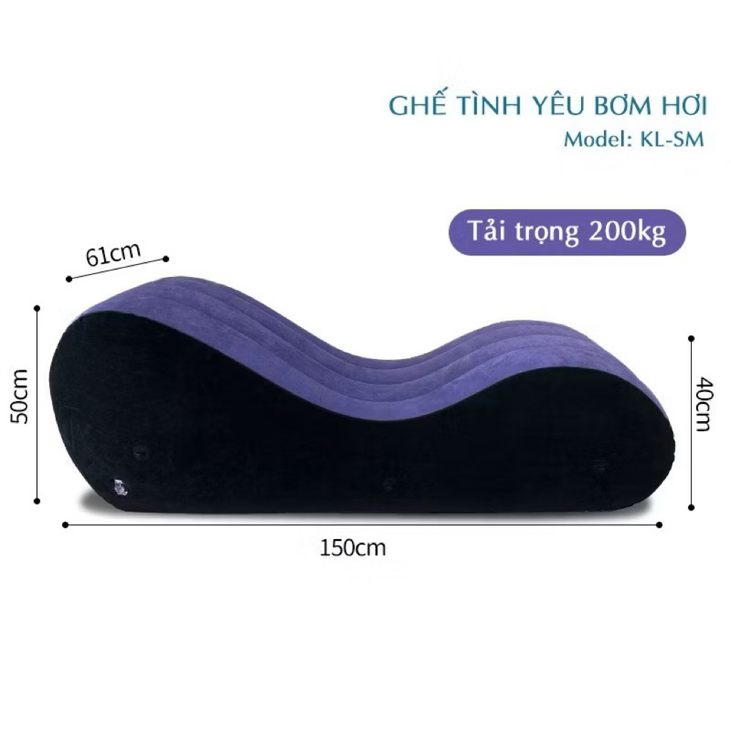 Ghế tình yêu bơm hơi cao cấp KL-SM kèm bơm điện, Ghế bơm hơi tình yêu chữ S Lazy Sofa cao cấp gấp gọ