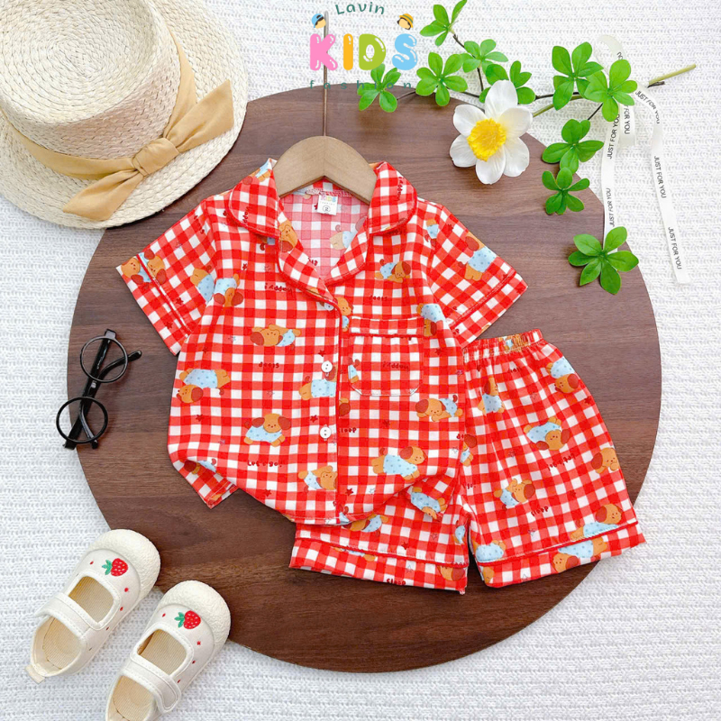 Bộ Pijama lụa 100D cho bé gái Lavin Kids 5-20kg mềm mịn, form chuẩn, không nóng bí