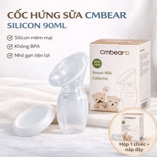 Cốc Hứng Sữa Cmbear 90ml – Silicon Mềm, Không BPA, Hút Chân Không Tự Nhiên Cho Mẹ Bỉm