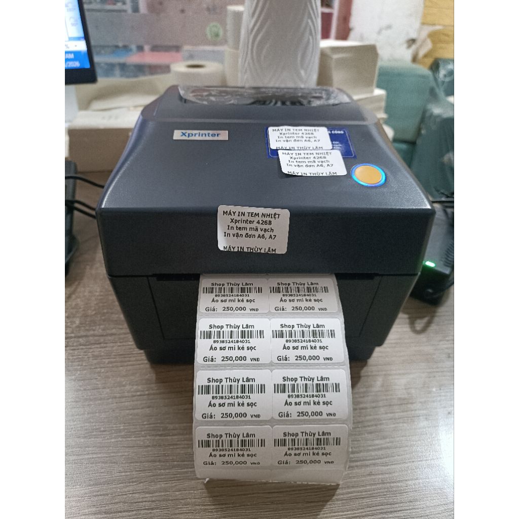 Máy in tem mã vạch sản phẩm Xprinter 426B, in vận đơn gửi hàng khổ A6 A7