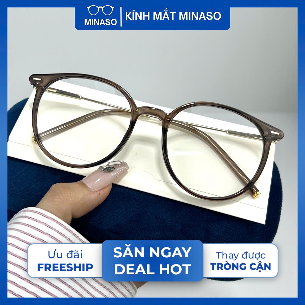 Gọng kính nữ mắt kính không độ chống ánh sáng xanh siêu xinh dễ đeo thời trang Hàn Quốc thay được tròng cận MINASO 542