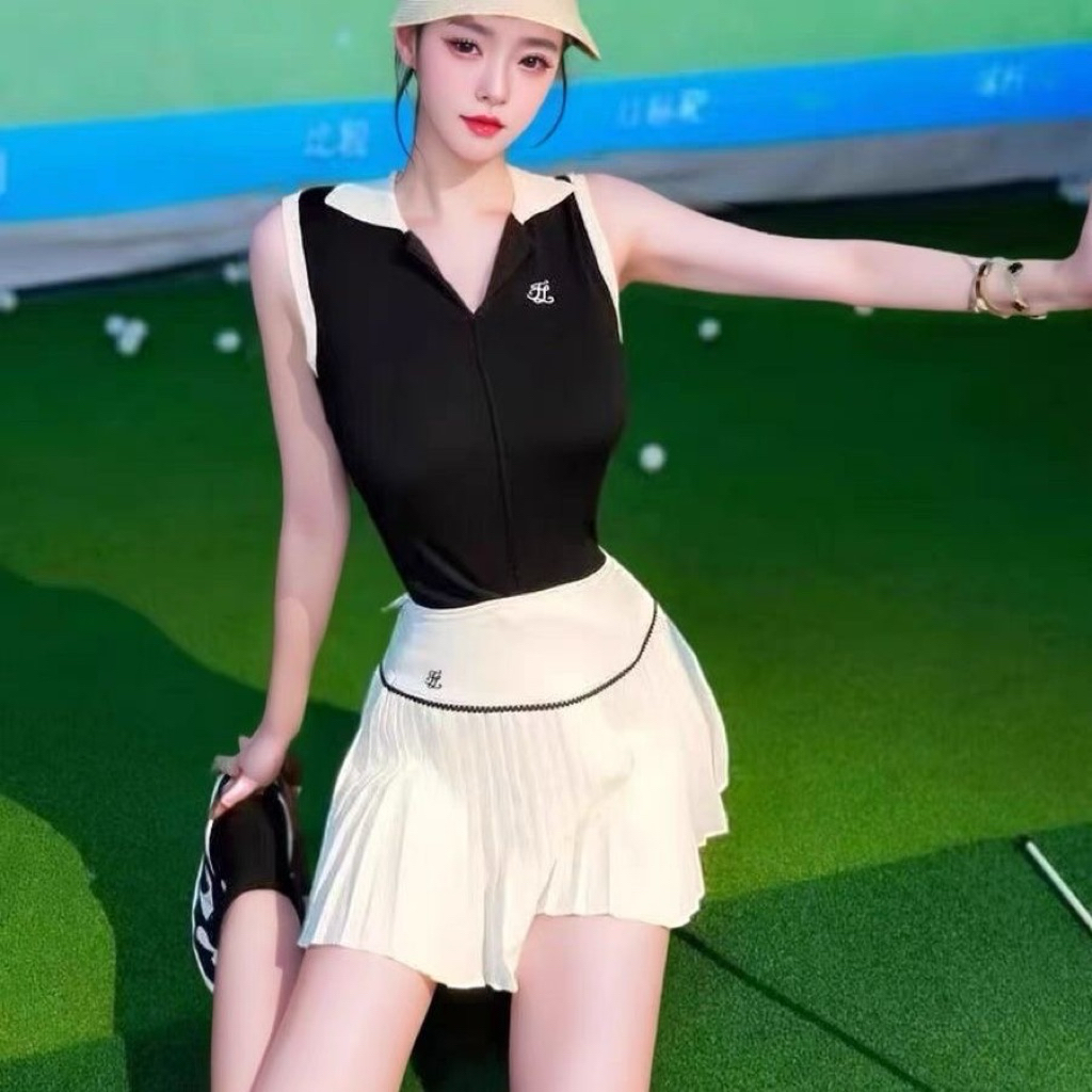 Bộ đồ thể thao sport áo sát nách cổ bẻ + cv xếp ly