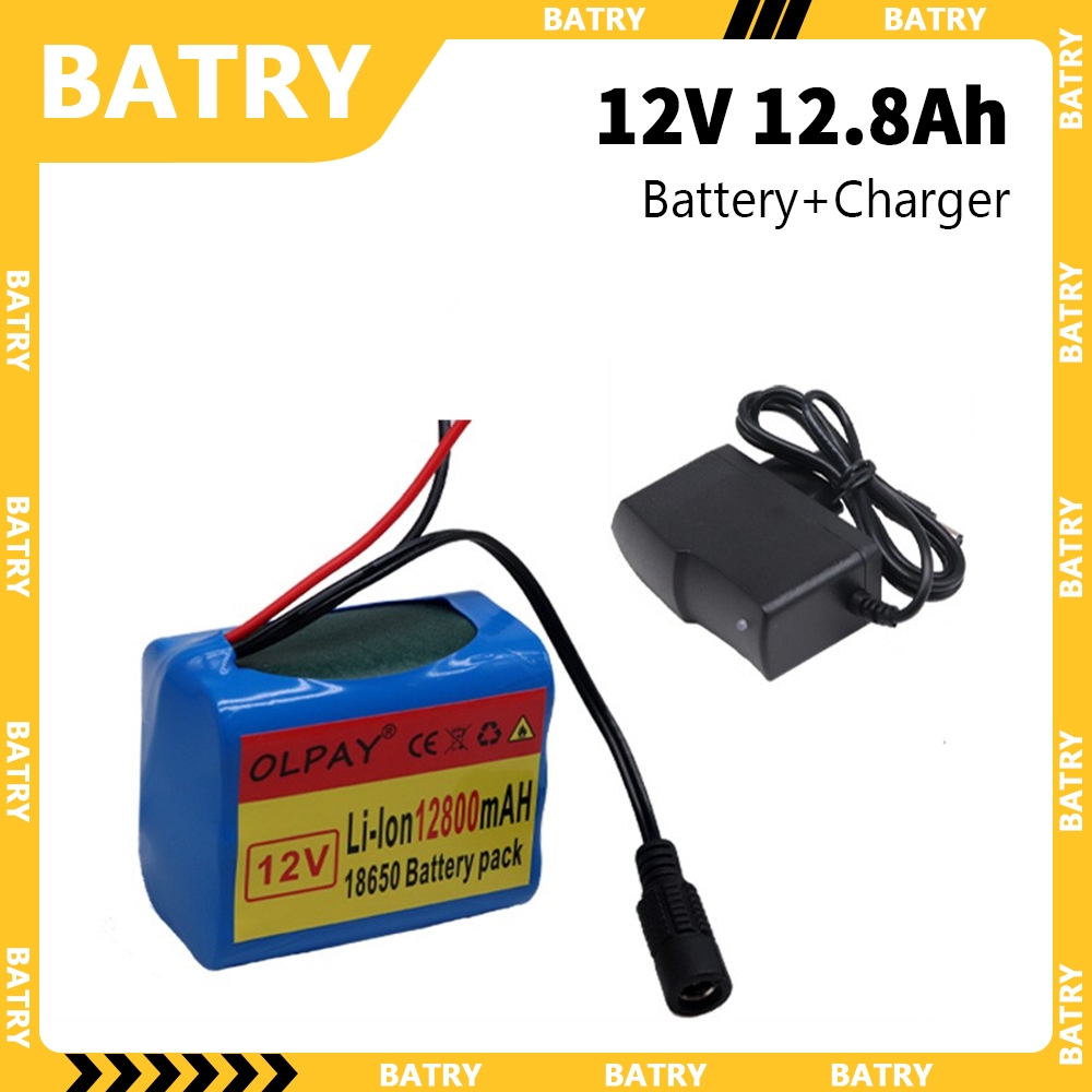 Bộ pin sạc Jungla 3S2P 18650 12V 12800mAh 12.8 Ah kèm hệ thống quản lý pin (BMS) và bộ sạc.