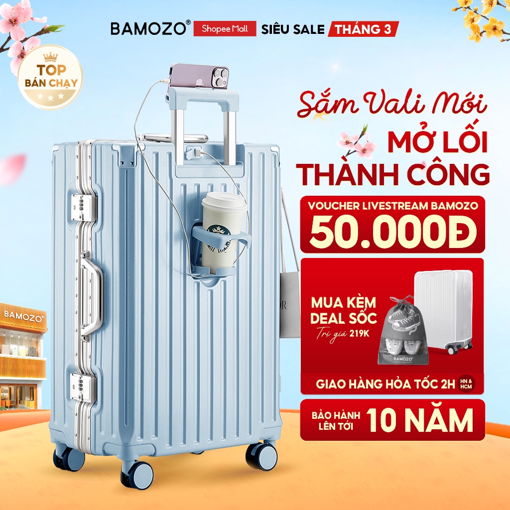 HỎA TỐC Vali Khung Nhôm Bamozo Size 28 Cao Cấp Bo 4 Góc Chống Va Đập_9066