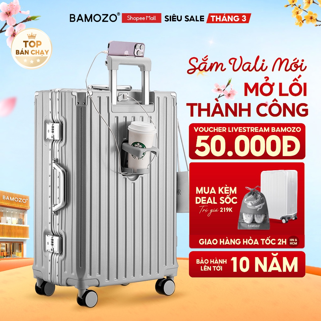 Vali Bamozo Khung Nhôm Size 20/24 Cao Cấp_9066