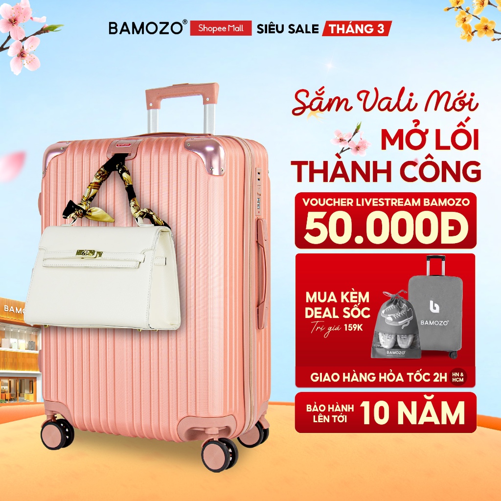 Vali Du Lịch Bamozo Size 28 Cao Cấp Nhựa ABS+PC Cao Cấp Chịu Lực 120KG Bảo Hành 5 Năm_8809
