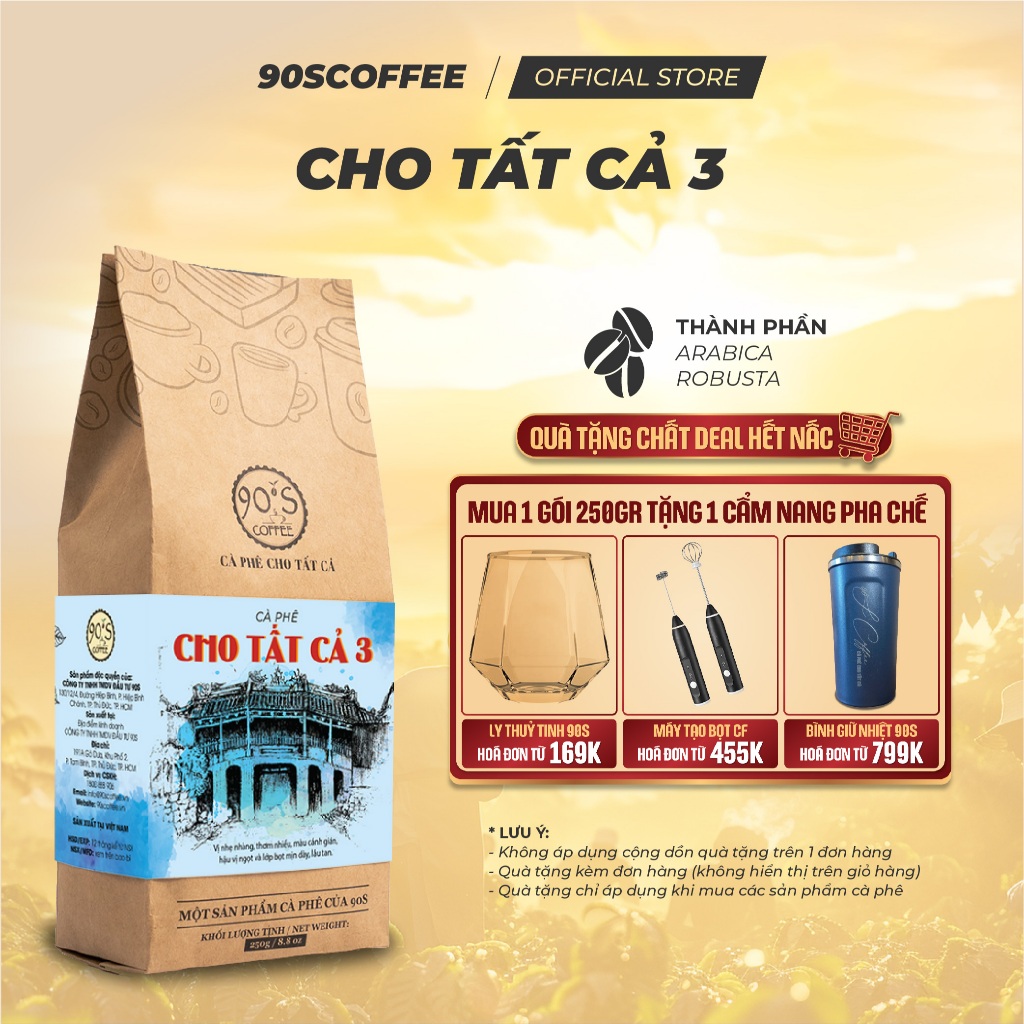 Cà Phê Nguyên Chất Rang Mộc - Gu Đắng Dịu Hậu Ngọt Thơm Tinh Tế (Cho Tất Cả 3) | 90S COFFEE