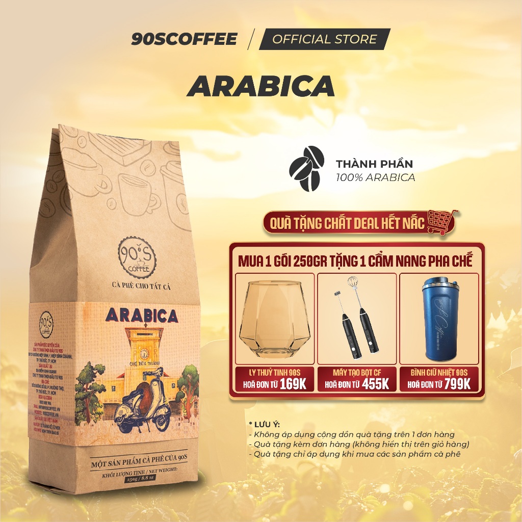 Cà Phê Arabica Nguyên Chất Rang Mộc - Gu Chua Thanh Đắng Nhẹ Hậu Ngọt Thơm Dịu | 90S COFFEE