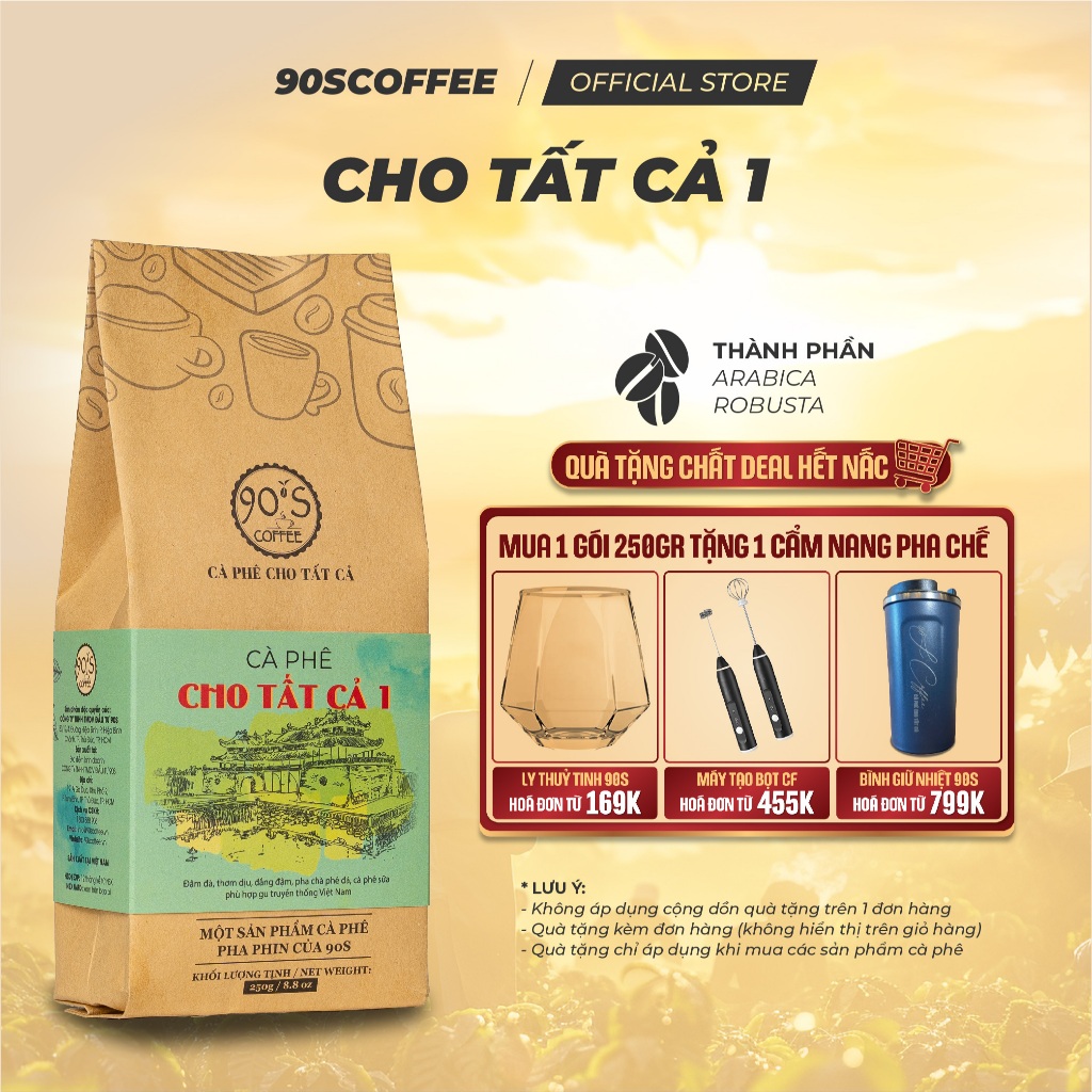 Cà Phê Nguyên Chất Rang Mộc -  Gu Đậm Đà Truyền Thống Chua Thanh (Cho Tất Cả 1) | 90S COFFEE