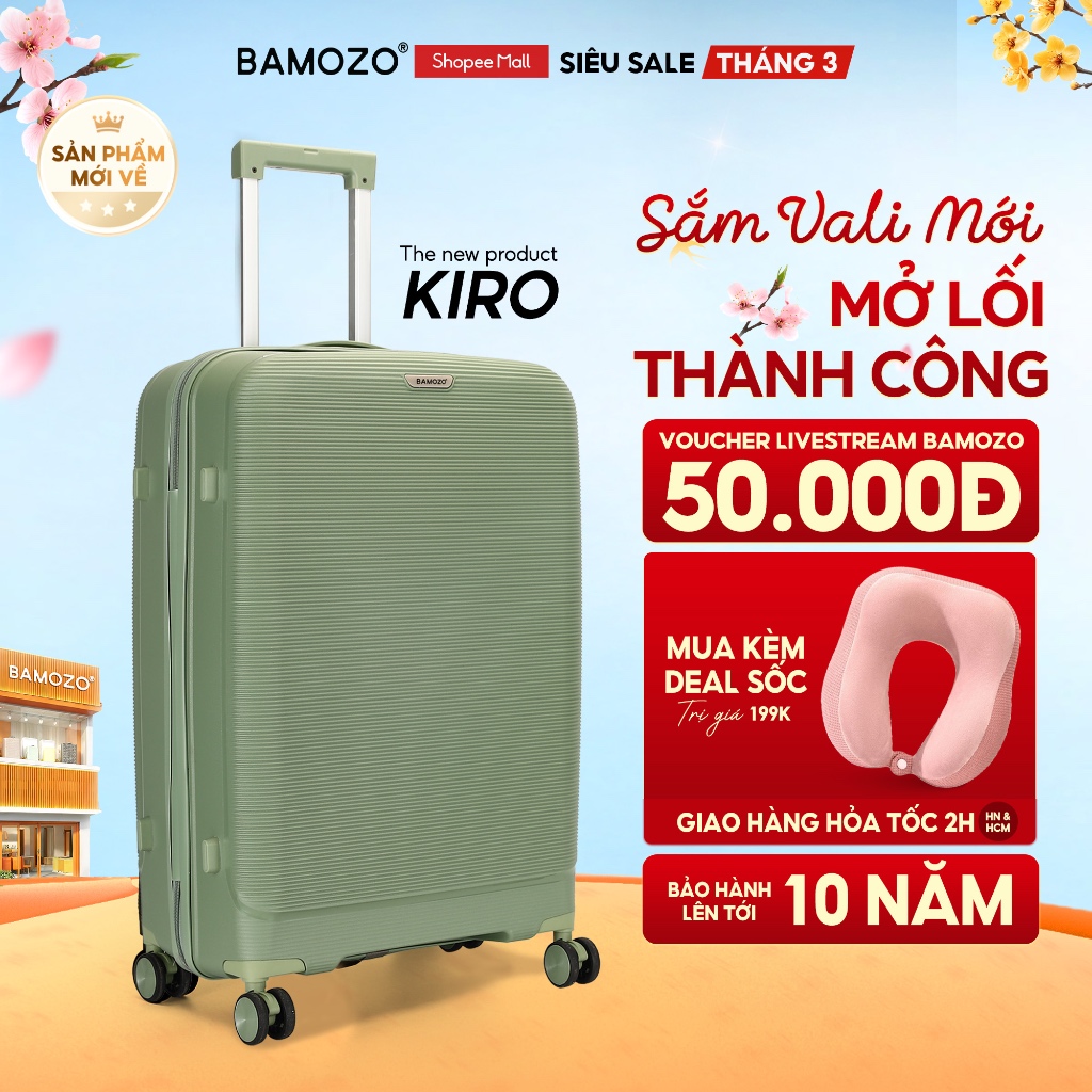 Vali Du Lịch Bamozo Size 20/24/28 Nhựa PP Cao Cấp Chống Vỡ, Khoá Kéo Chống Rạch_Kiro