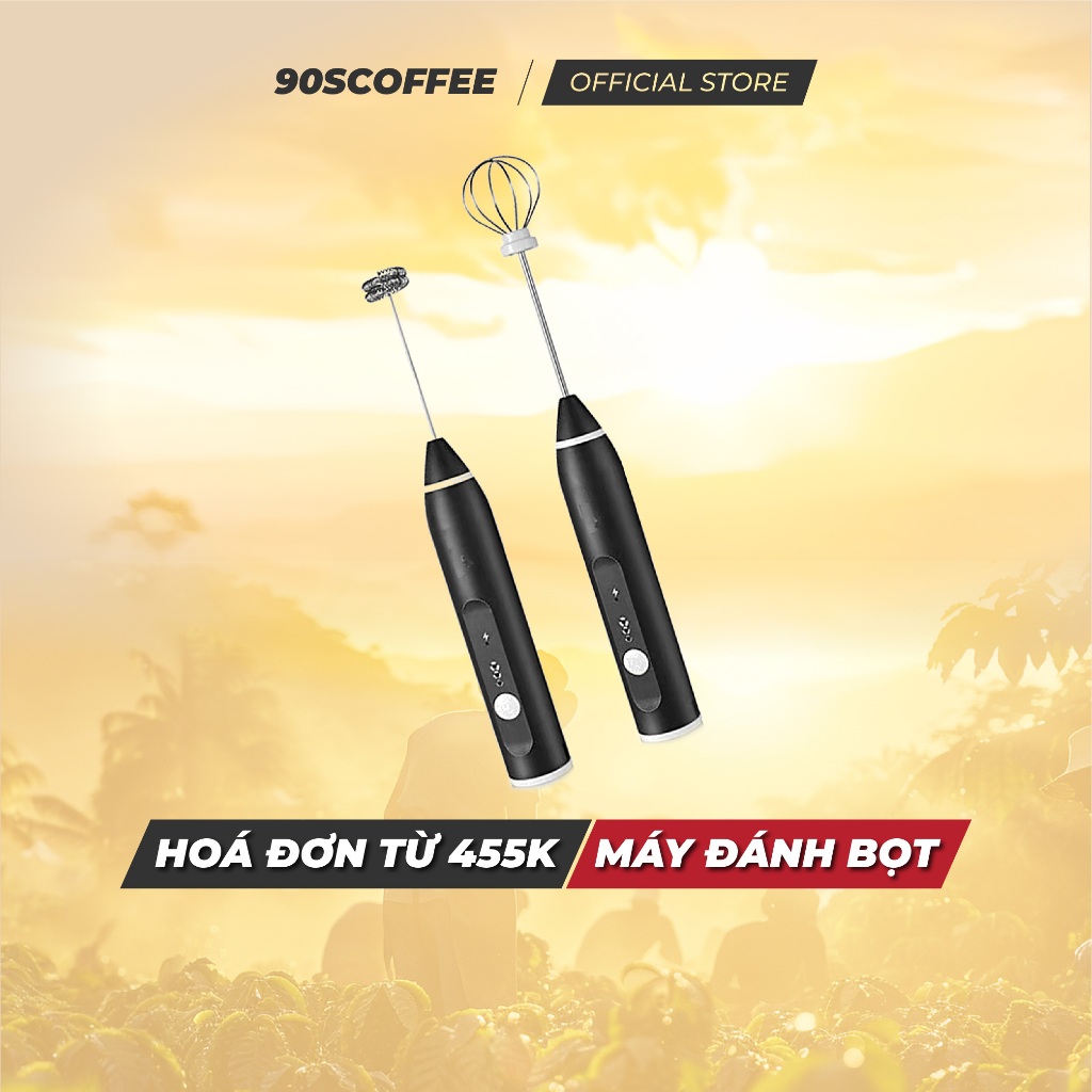 Máy Đánh Tạo Bọt Cà Phê - Máy Đánh Trứng 2 Đầu Nhỏ Gọn (Tặng Kèm Dây Sạc) | 90S COFFEE