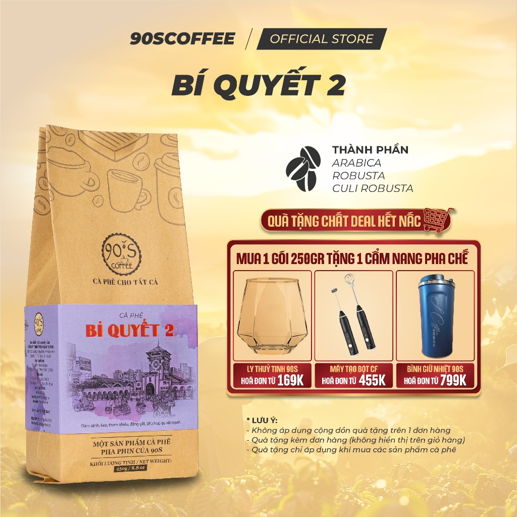 Cà Phê Nguyên Chất Rang Mộc - Gu Đắng Đậm Chua Thanh Hậu Ngọt (Bí Quyết 2) | 90S COFFEE