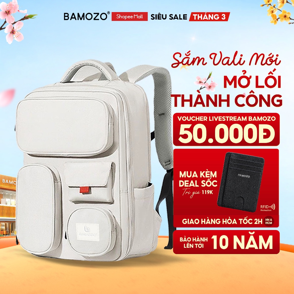 Balo du lịch BAMOZO Signature chống nước, đựng vừa laptop 16inch đa năng phù hợp đi xa, công tác, du lịch _BL06