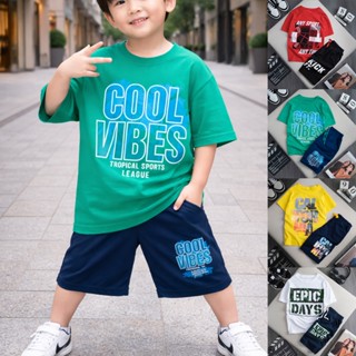 Bộ Quần Áo Trẻ Em Cotton Mềm Mát Áo Cộc Quần Short Hình In Phong Cách Nhiều Màu Size 10-60kg BigSize Cho Bé Trai EPIC
