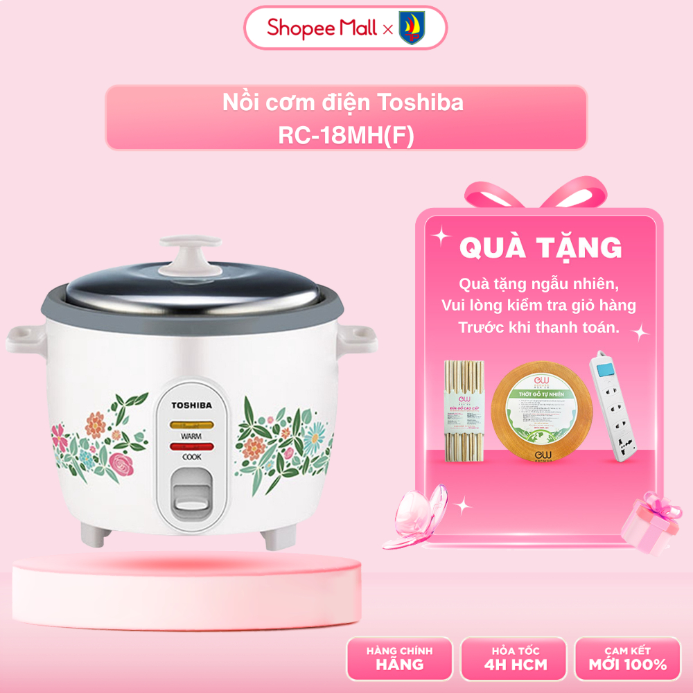 Nồi cơm điện Toshiba RC-18MH(F) - 1.8 Lít - Nắp rời - Lòng nồi hợp kim chống dính - Hàng chính hãng