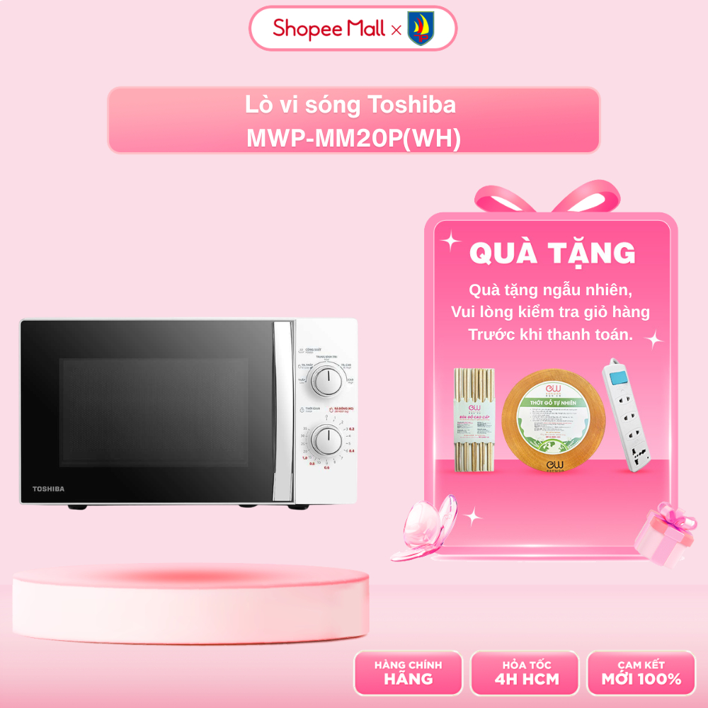 Lò vi sóng Toshiba MWP-MM20P(WH) Màu Trắng- 20 lít - Điều khiển cơ có độ bền cao - Hàng chính hãng