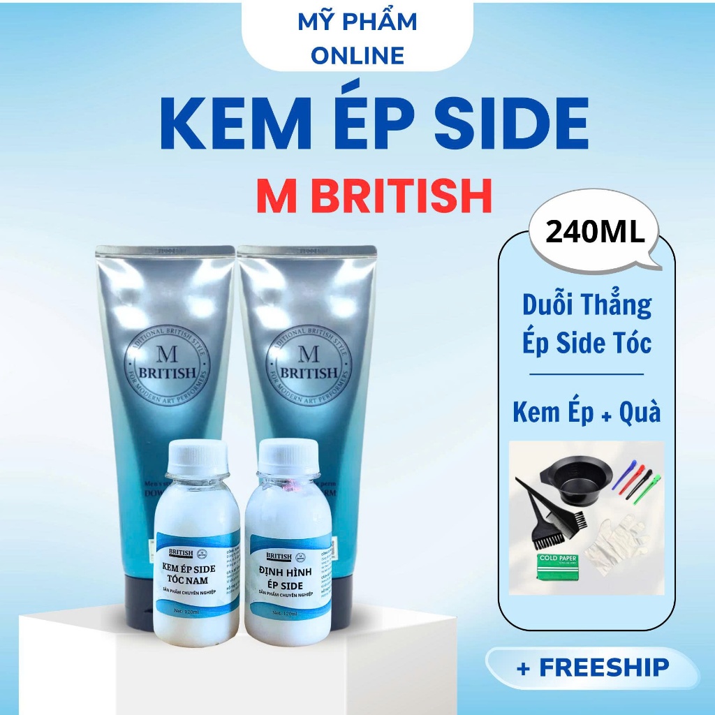 Kem ép Side tóc nam BRITISH M Men's Style Down Perm, kem ép side chai 120g | mypham.online