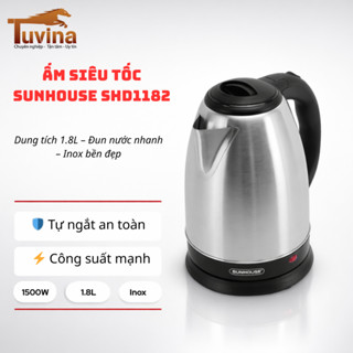Ấm siêu tốc inox SUNHOUSE SHD1182 1.8L 1500W đế xoay 360 độ tự ngắt khi sôi cạn nước