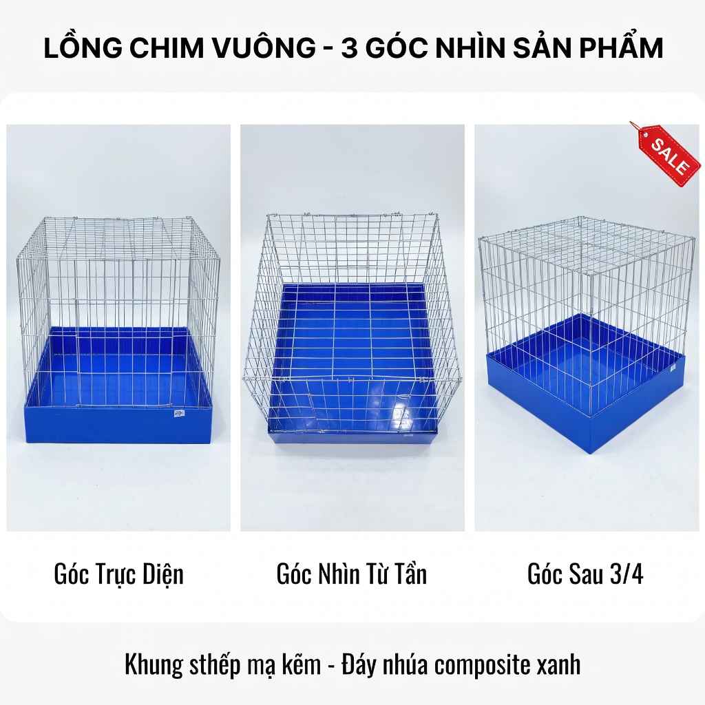 Chuồng Nuôi Gà 80x80 Khung Sắt Cao Cấp Kèm Khay Nhựa | Lồng Gà Con, Gà Đá, Gà Cảnh Dễ Vệ Sinh