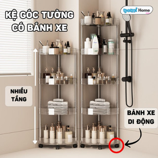 Kệ Góc Nhà Tắm 2/3/4 Tầng Có Bánh Xe Di Chuyển Linh Hoạt Nomi, Kệ Mỹ Phẩm Đa Năng Có Lỗ Thoát Nước