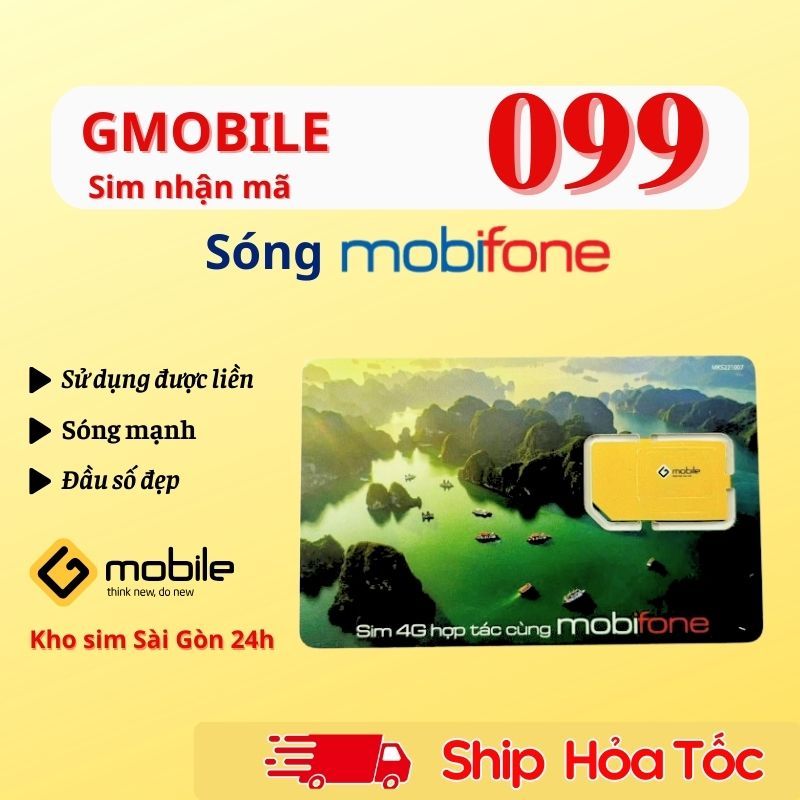 Sim 4G GMobile Đầu 099 Sóng Mobifone nhận mã nhanh, Sim Trả Trước