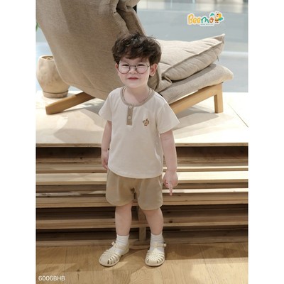 Set thun cộc tay Beemo in nổi hình cute vải thun co giãn mềm mai cho bé đi học, đi chơi từ 9-24kg 6006BHB