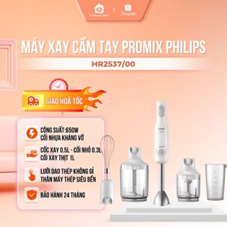 Máy xay cầm tay Philips HR2531/00, HR2534/00, HR2537/00 - Công suất 650W, Cốc xay nhựa 0.5L, Bảo hành 2 năm