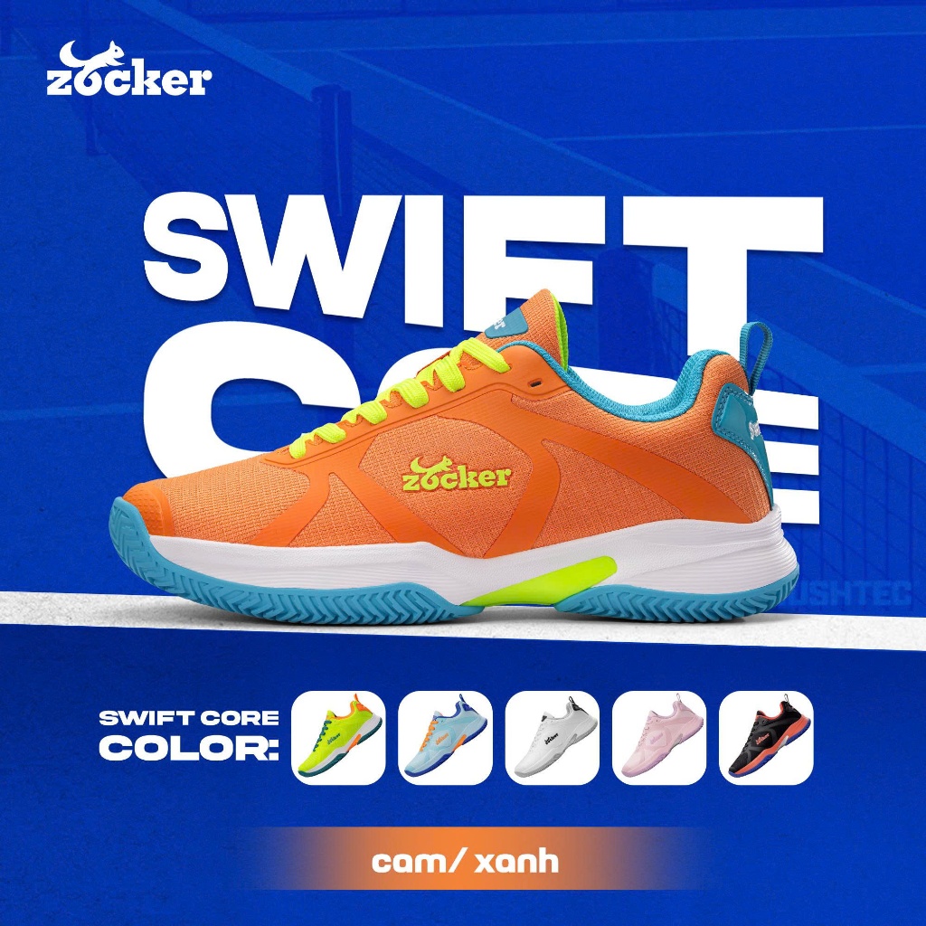 Giày Pickleball Zocker Swift Core siêu nhẹ, êm chân( Tặng Tất Zocker )
